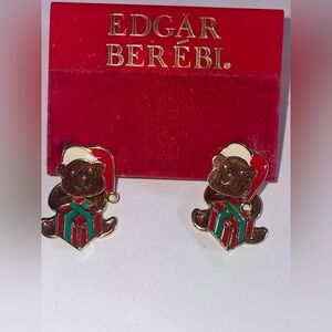 3/$10 BERÉBI Teddy Bear Christmas Earrings - Red, Green, Gold